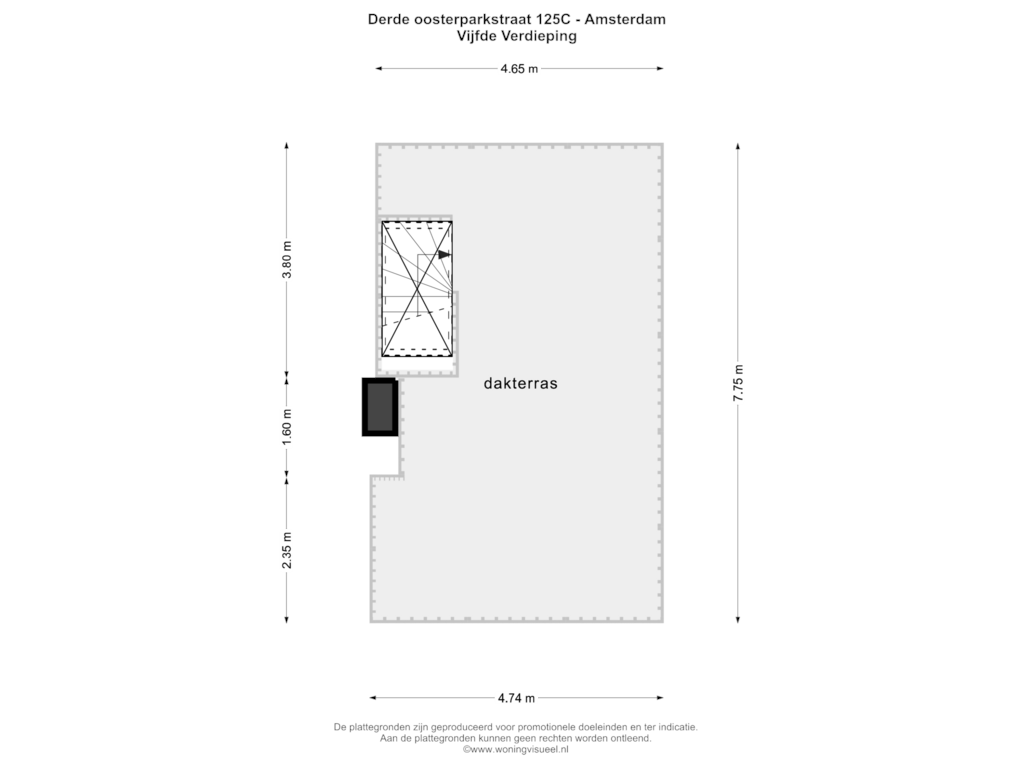 Bekijk plattegrond van VIJFDE VERDIEPING van Derde Oosterparkstraat 125-C