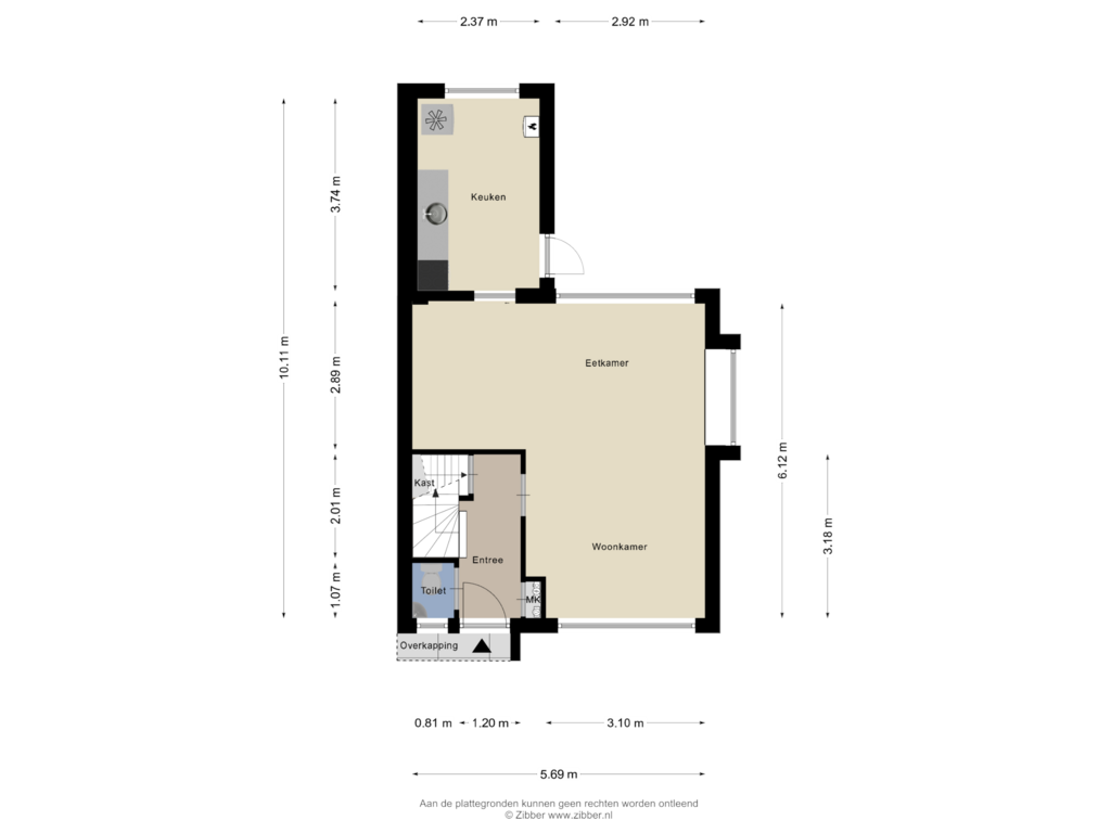 Bekijk plattegrond van Begane grond van Hennepstraat 61