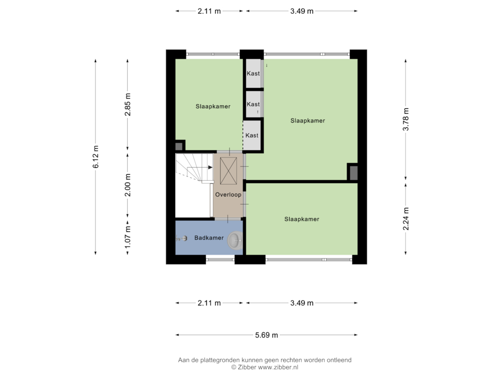 Bekijk plattegrond van Eerste Verdieping van Hennepstraat 61