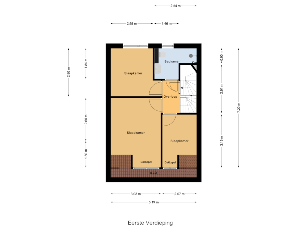 Bekijk plattegrond van Eerste Verdieping van Tulpstraat 13