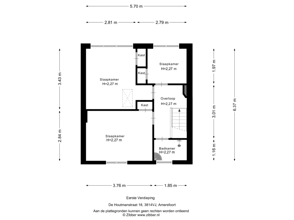 Bekijk plattegrond van Eerste Verdieping van De Houtmanstraat 18