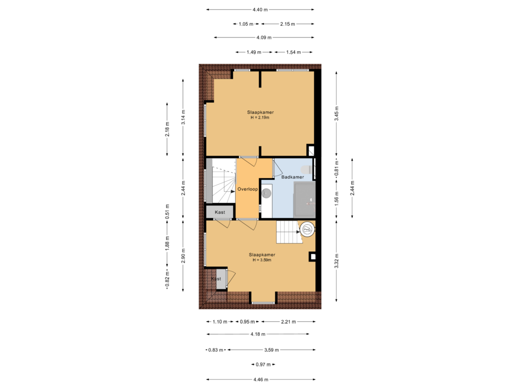 View floorplan of 1e verdieping of Zandweg 35