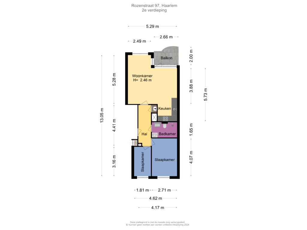 Bekijk plattegrond van 2e verdieping van Rozenstraat 97