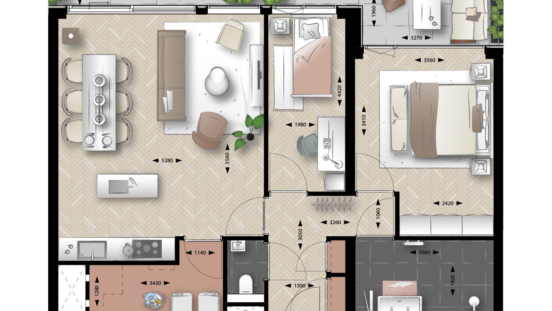 Foto 9 van 3-kamer appartement (Bouwnr. 52)