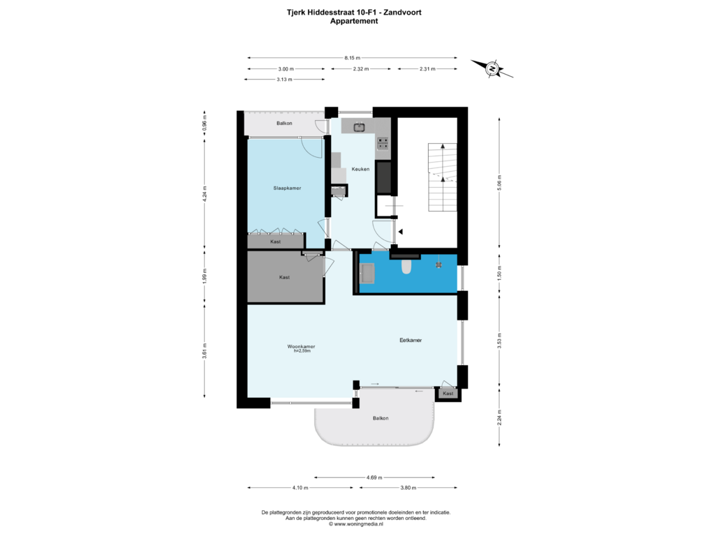 View floorplan of Appartement of Tjerk Hiddesstraat 10-F1