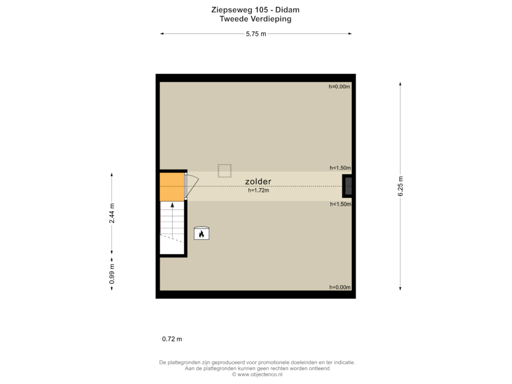 View floorplan of Tweede Verdieping of Ziepseweg 105