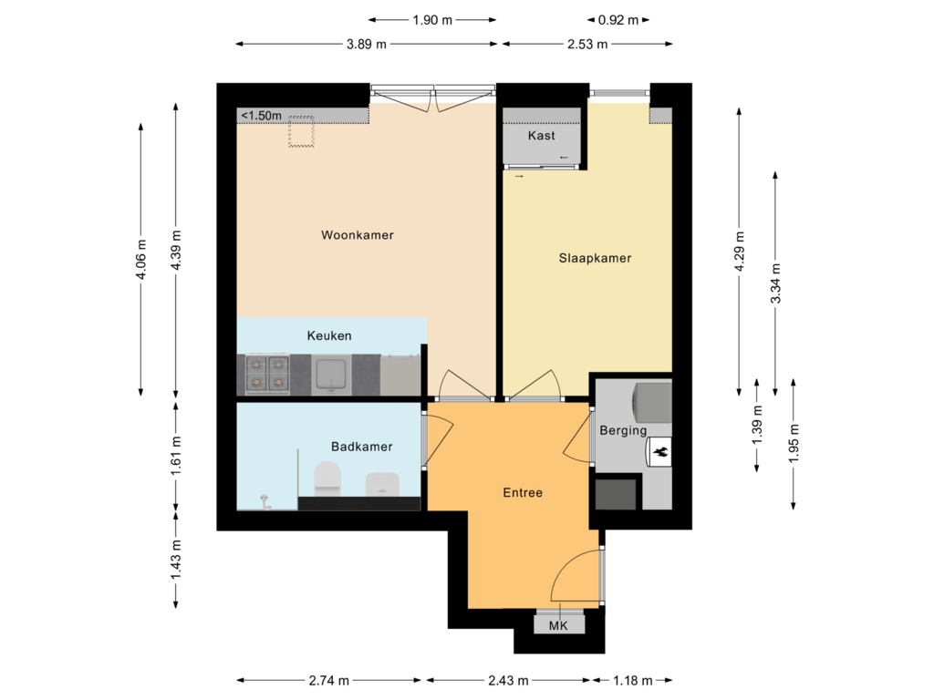 View floorplan of Appartement of Herenweg 66-G