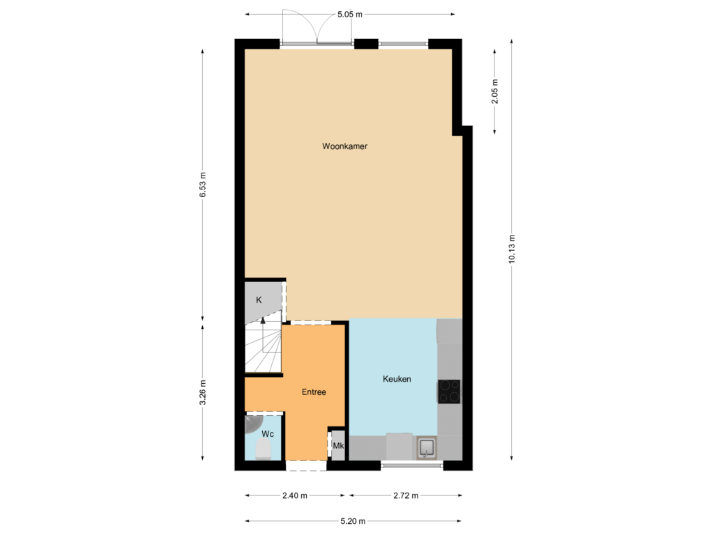 View floorplan of First floor of Rietdekkerstraat 52