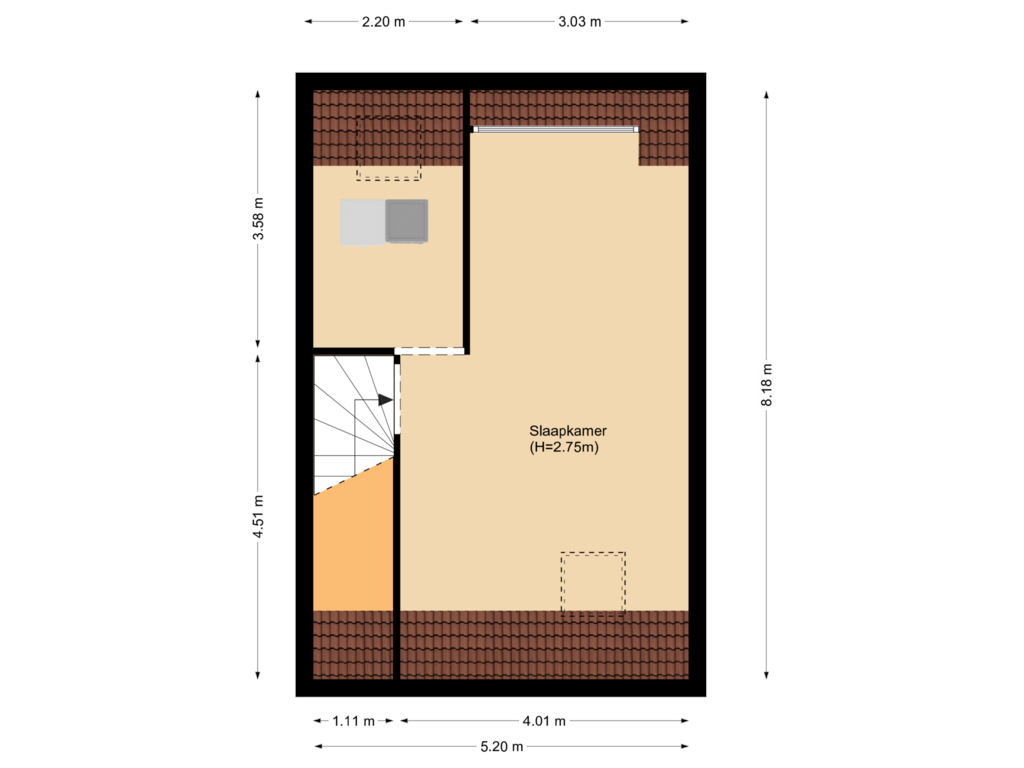 View floorplan of Floor 2 of Rietdekkerstraat 52