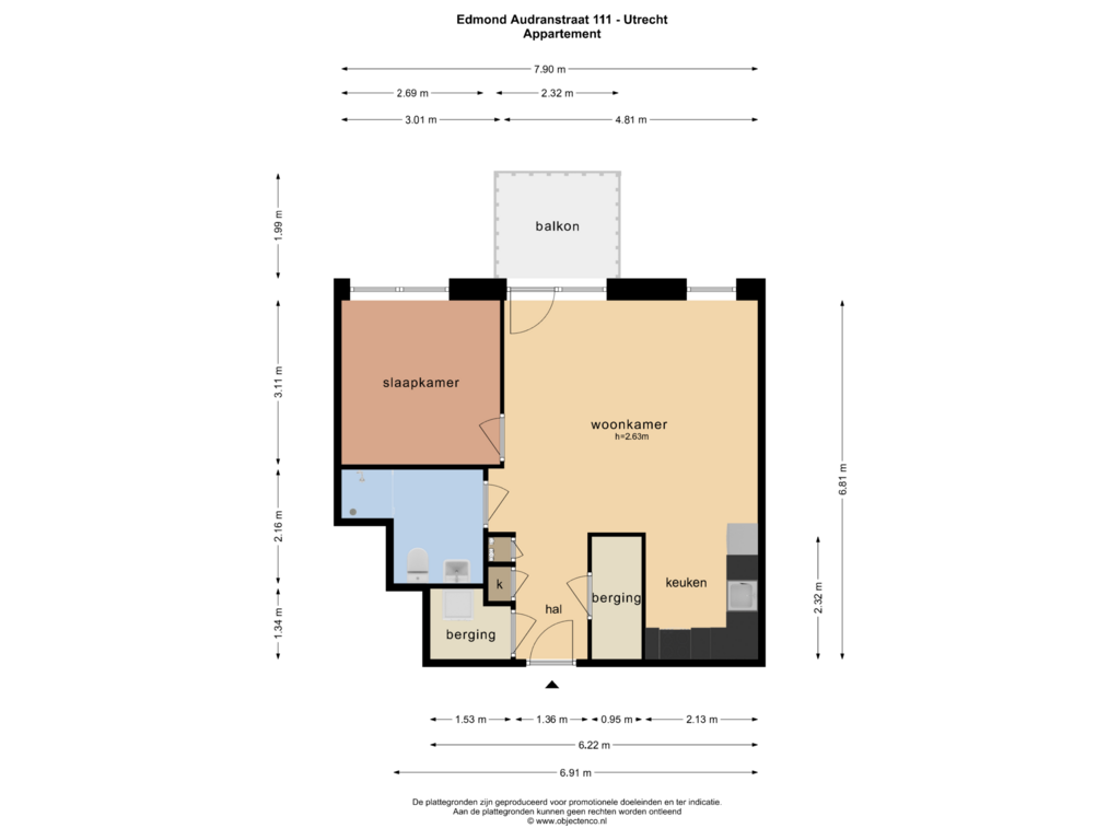 Bekijk plattegrond van APPARTEMENT van Edmond Audranstraat 111