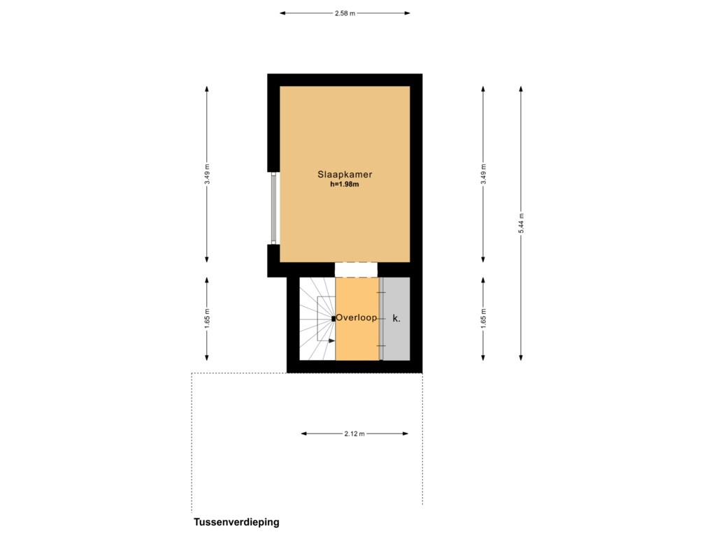 Bekijk plattegrond van Tussenverdieping van Lauriergracht 114-H