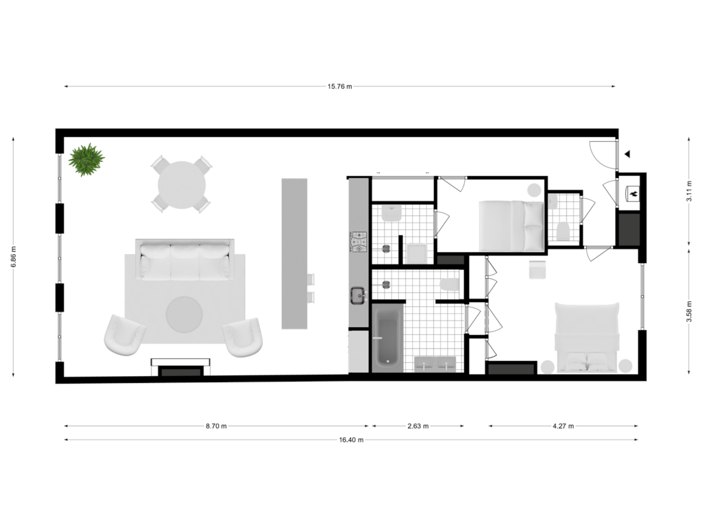 Bekijk plattegrond van Appartement van Singel 138-C