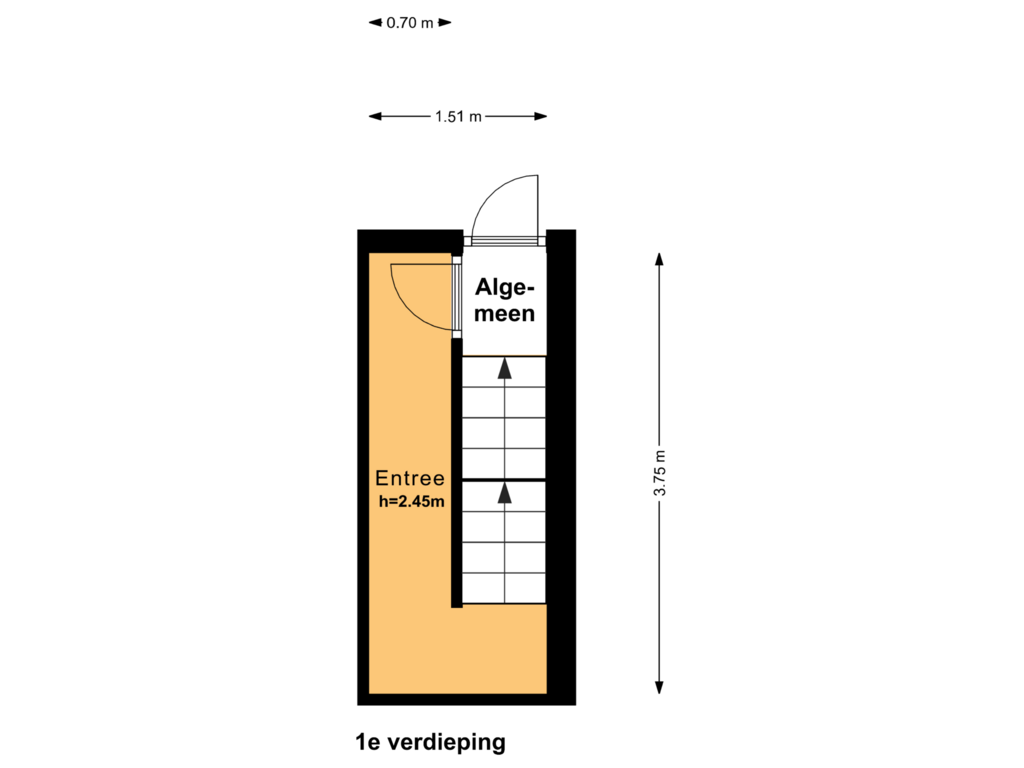 View floorplan of 1e verdieping of Lauriergracht 114-2