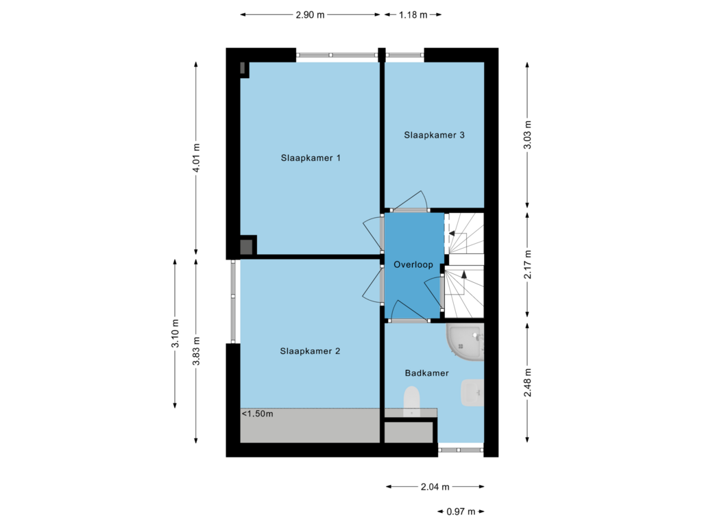 Bekijk plattegrond van Eerste Verdieping van De Haecken 12