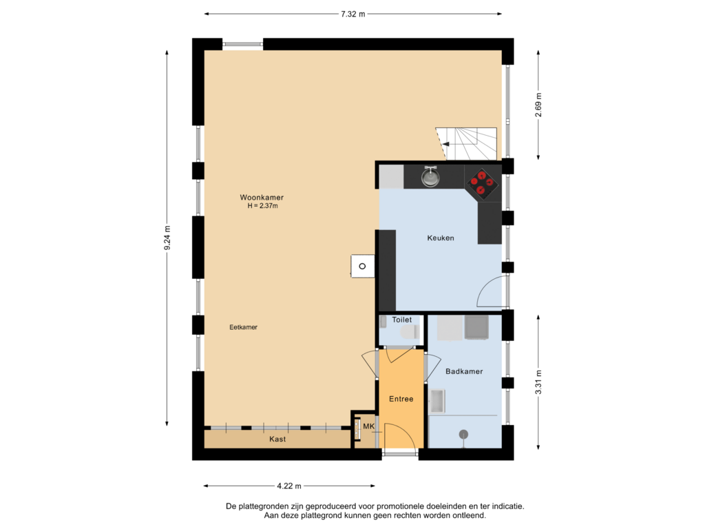 View floorplan of Begane grond of Middelie 69