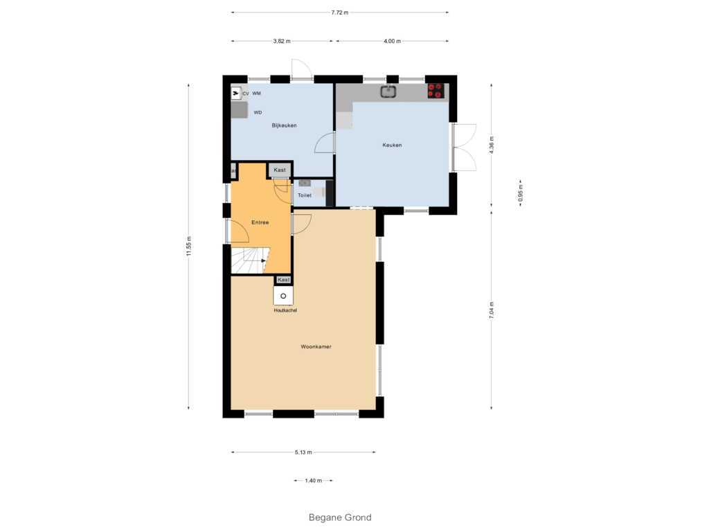 Bekijk plattegrond van Begane Grond van Oosterdijk 29