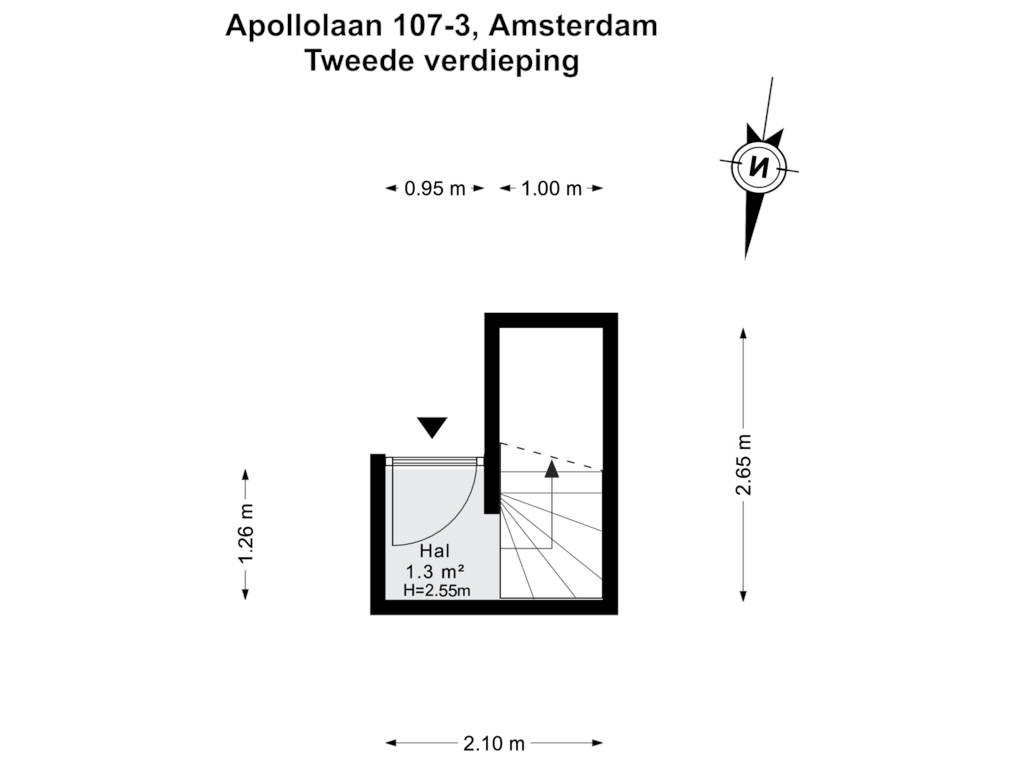 Bekijk plattegrond van Tweede verdieping van Apollolaan 107-3