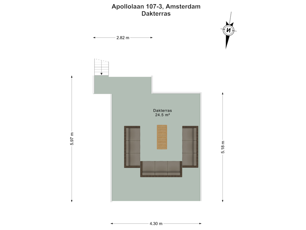 Bekijk plattegrond van Dakterras van Apollolaan 107-3