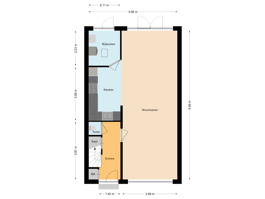 Bekijk plattegrond van Begane grond van P.C. Hooftstraat 32