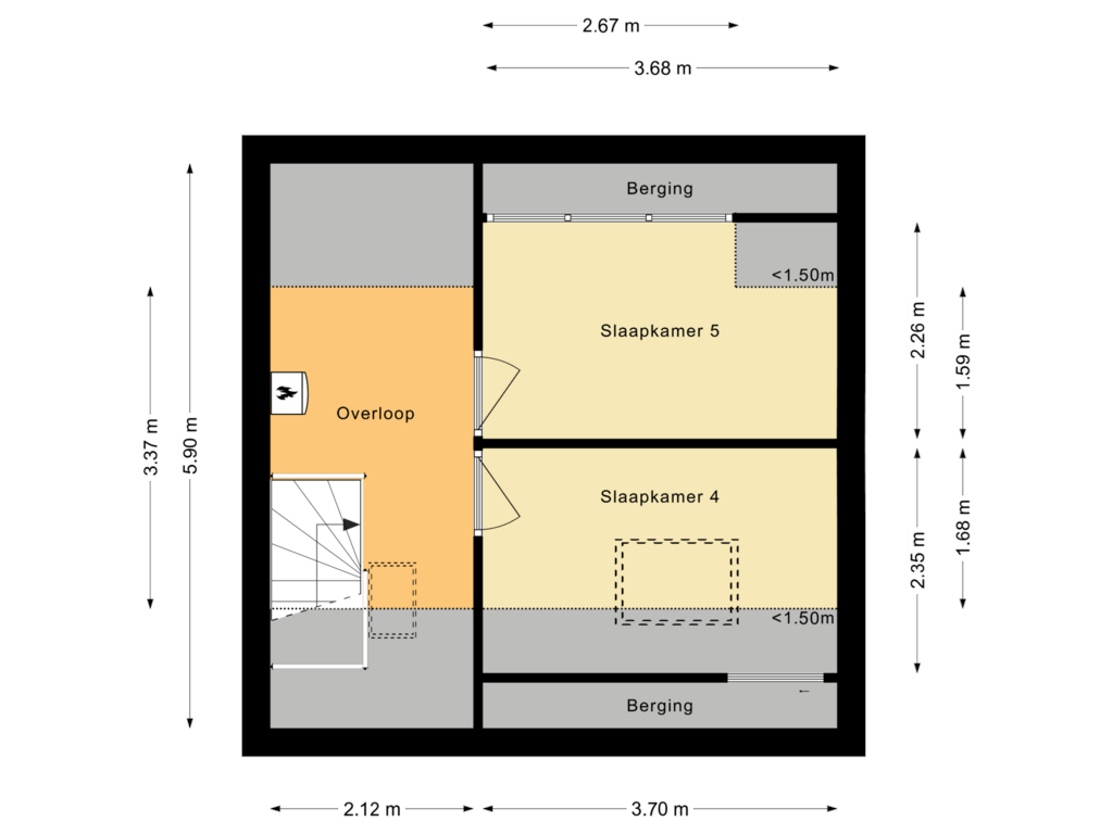 Bekijk plattegrond van Tweede verdieping van P.C. Hooftstraat 32