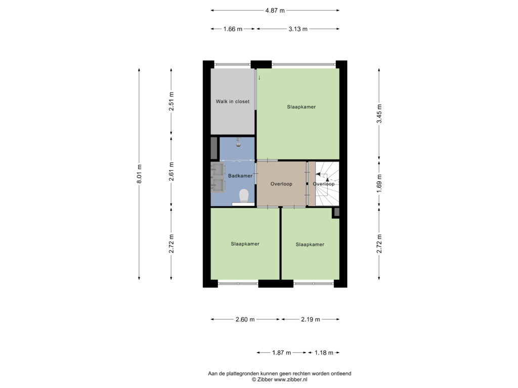 View floorplan of Eerste verdieping of van Riebeeckstraat 15