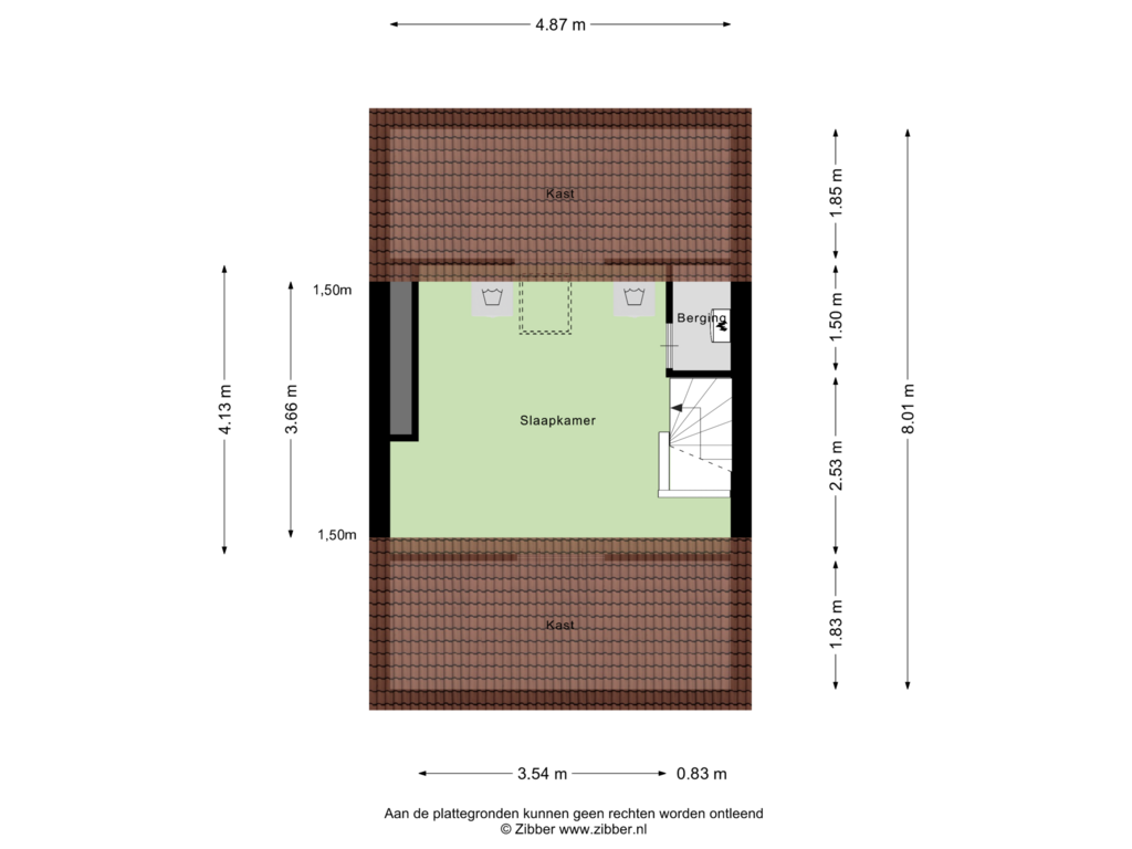 View floorplan of Tweede verdieping of van Riebeeckstraat 15