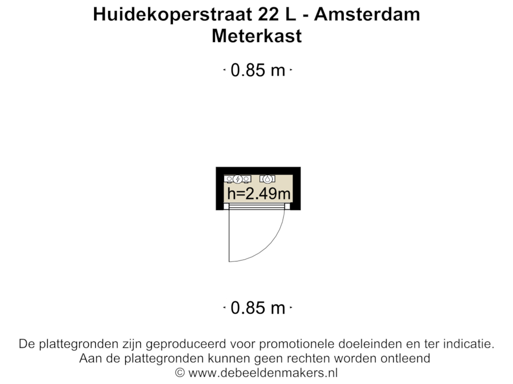 View floorplan of Meterkast of Huidekoperstraat 22-L