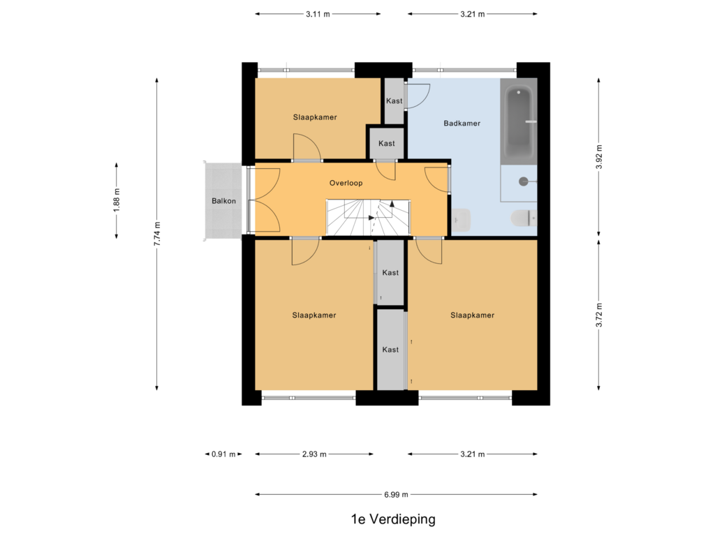 View floorplan of 1e Verdieping of Talmalaan 17