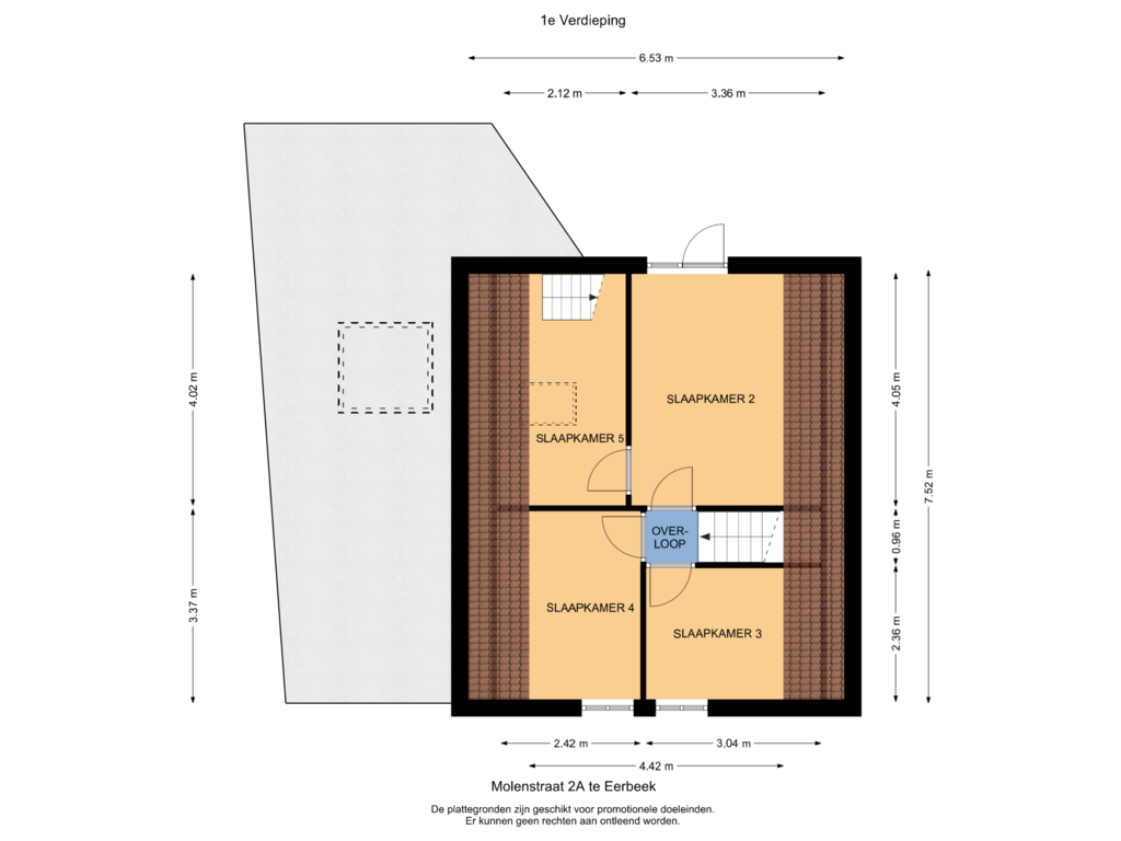 Bekijk plattegrond van 1e Verdieping van Molenstraat 2-A