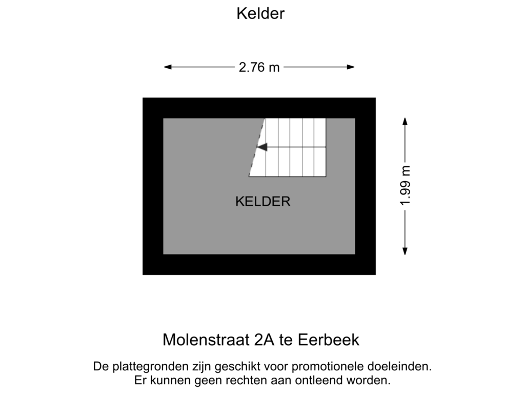 Bekijk plattegrond van Kelder van Molenstraat 2-A