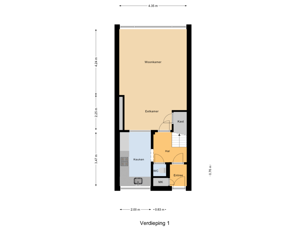 Bekijk plattegrond van Verdieping 1 van Bosplein 25