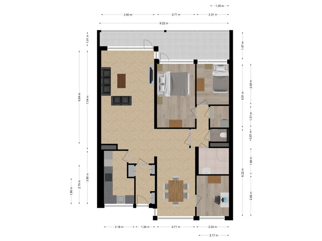 Bekijk plattegrond van Appartement van Mozartlaan 329