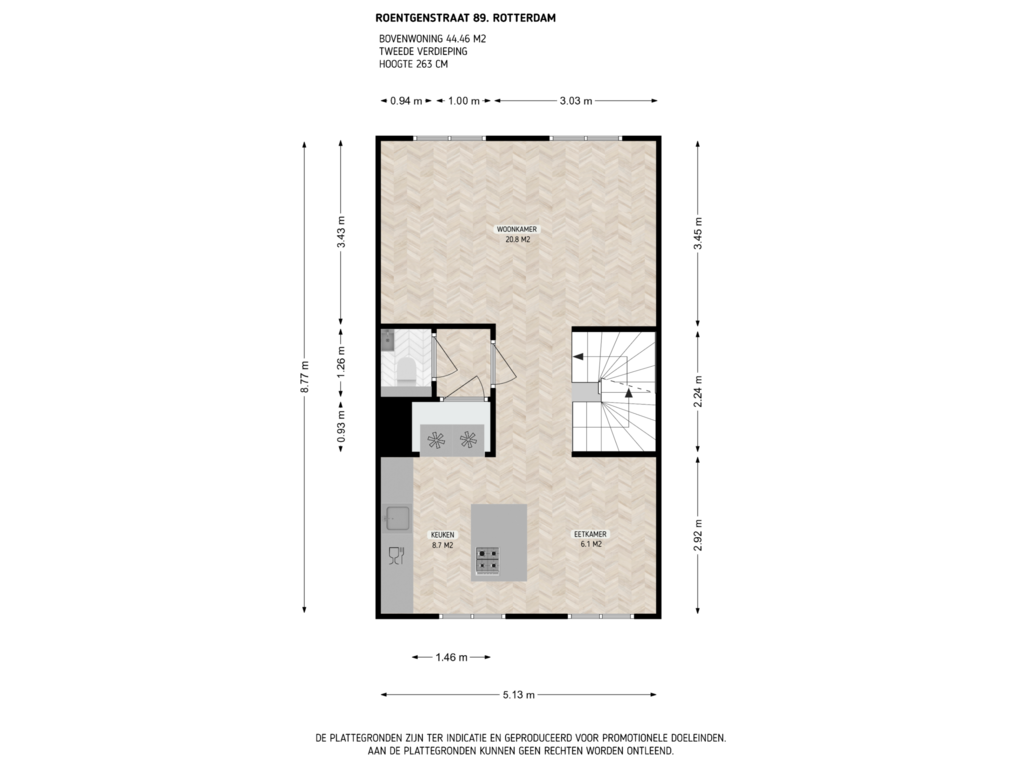 Bekijk plattegrond van 2e verdieping van Roentgenstraat 89