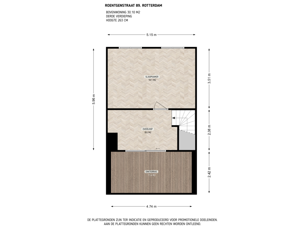 Bekijk plattegrond van 3e verdieping van Roentgenstraat 89