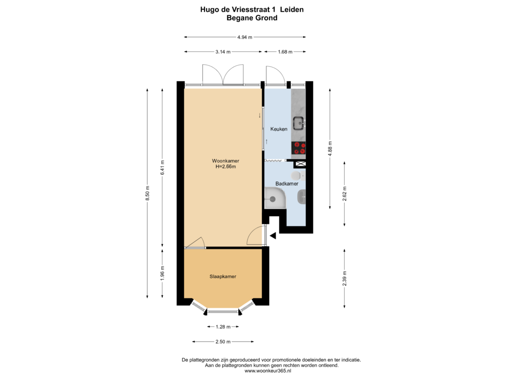 View floorplan of Begane Grond of Hugo de Vriesstraat 1