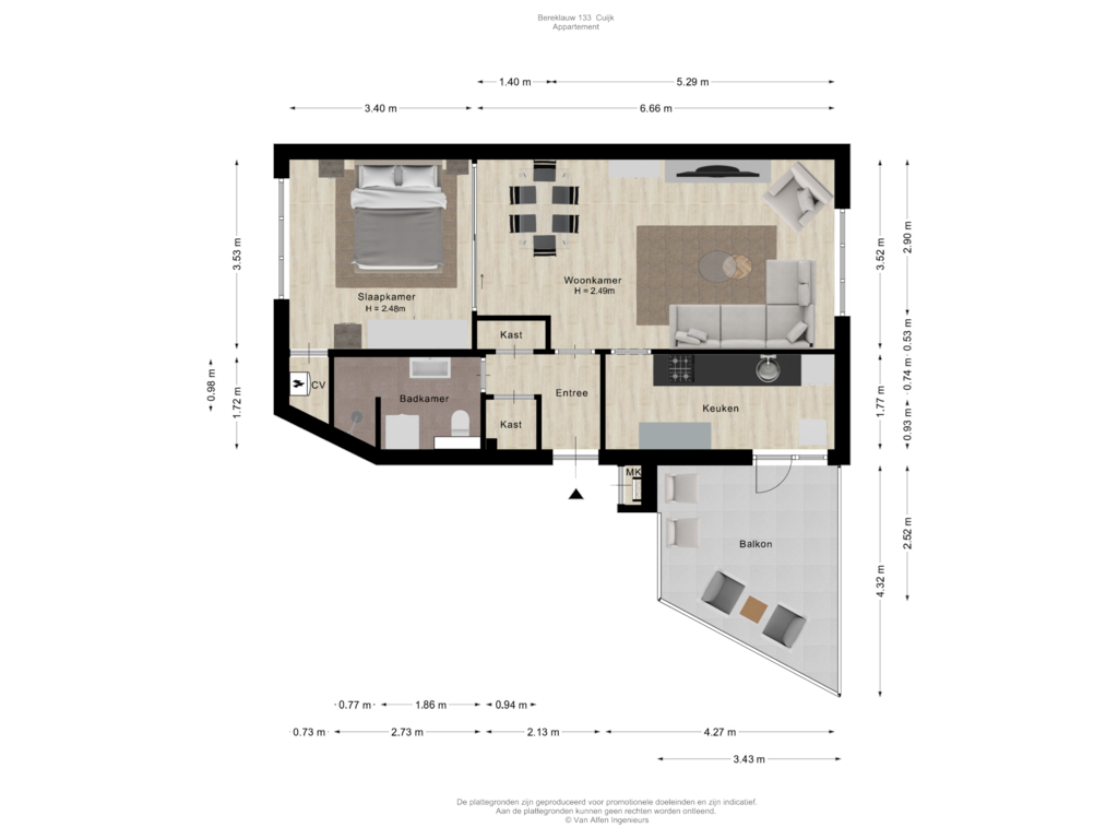 View floorplan of Appartement of Bereklauw 133