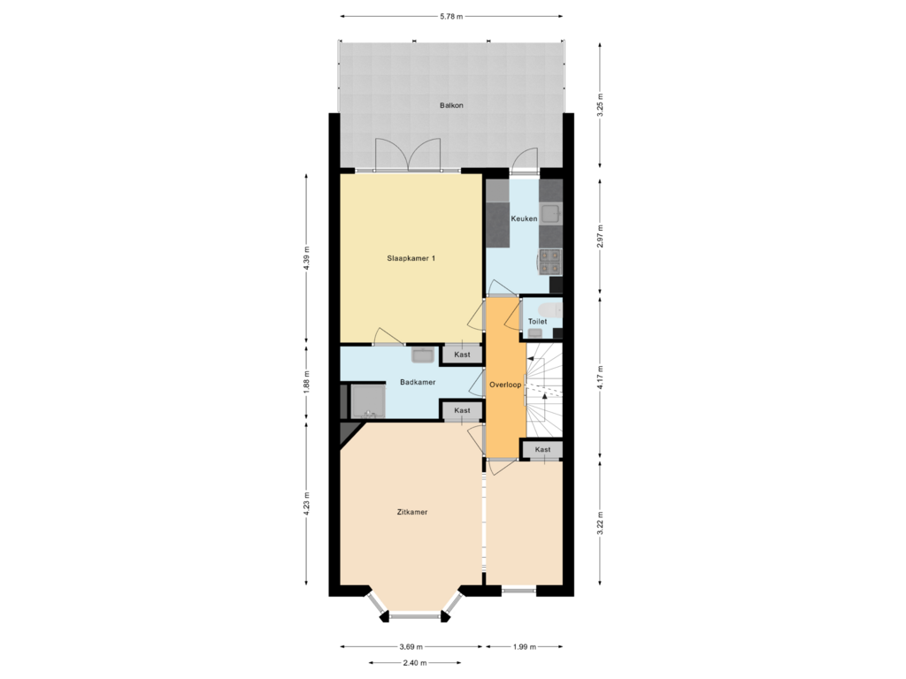 Bekijk plattegrond van Eerste verdieping van Ginnekenweg 111