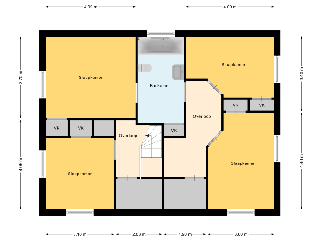 View floorplan of 1e Verdieping of Zenderseweg 44