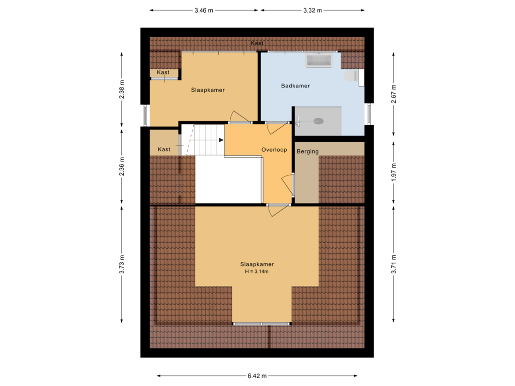 Bekijk plattegrond van Eerste verdieping van Noorderstraat 64