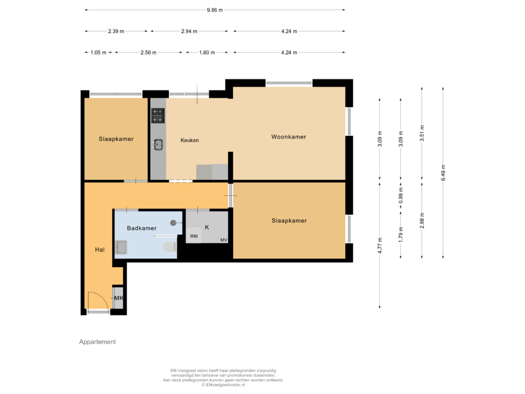 View floorplan of Appartement of De Ouwe Tuijn 48