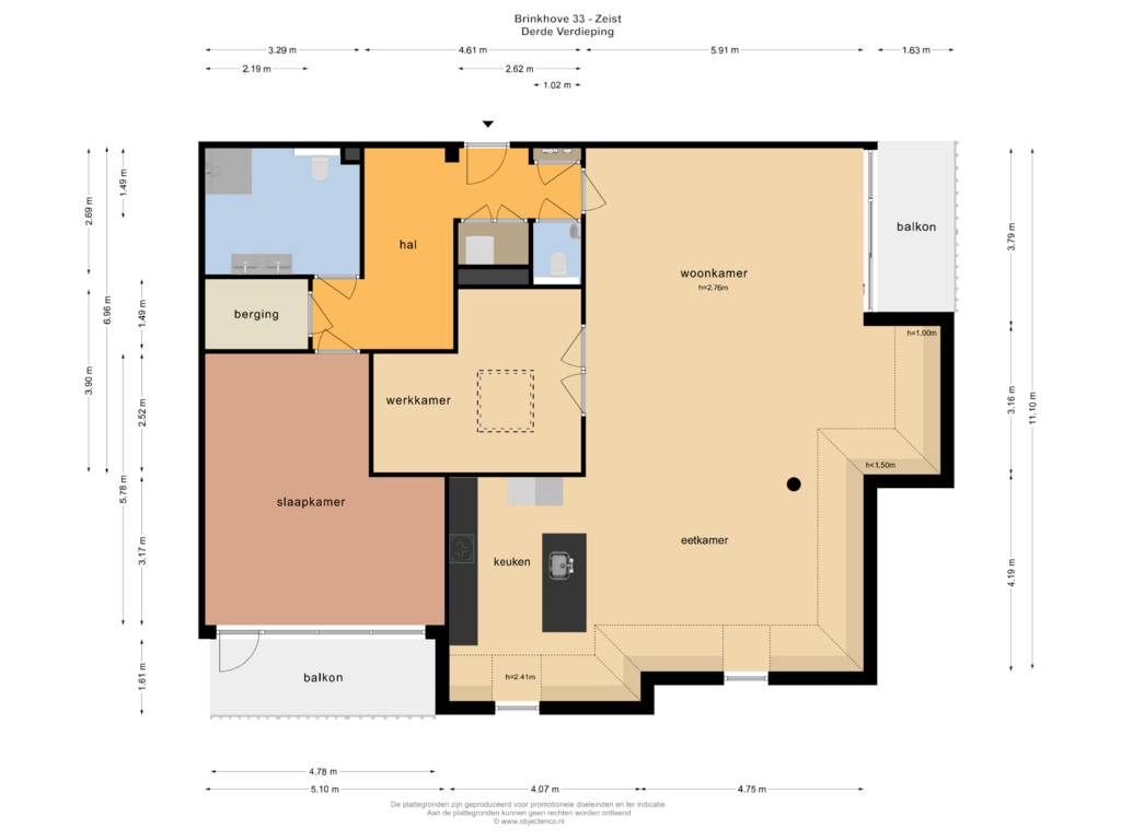 View floorplan of DERDE VERDIEPING of Brinkhove 33