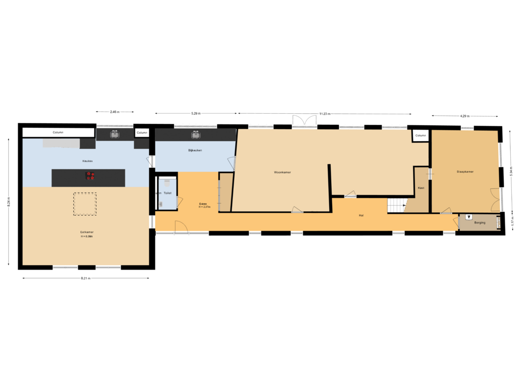 Bekijk plattegrond van Begane grond van Catharinastraat 21-F