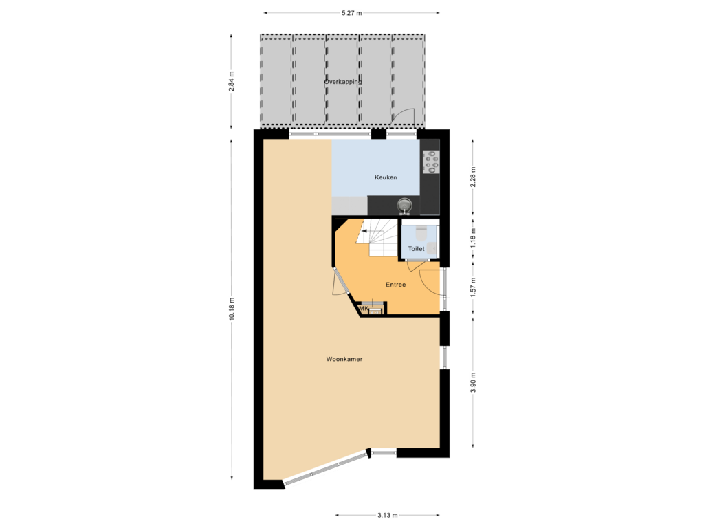 Bekijk plattegrond van Begane grond van Greenterweg 55