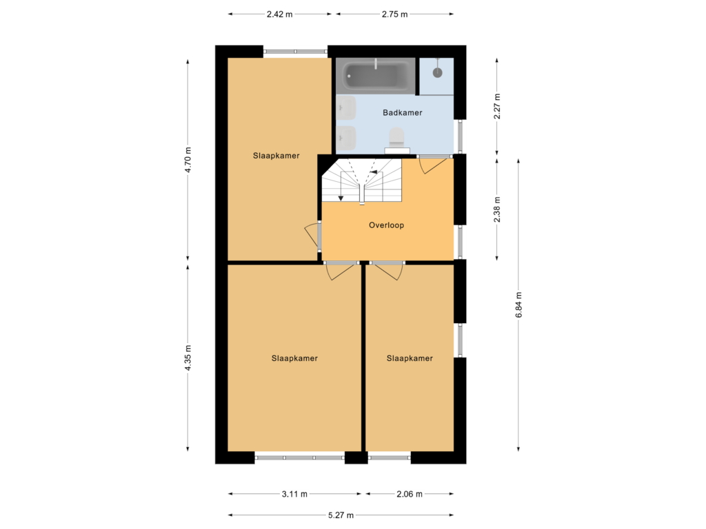 Bekijk plattegrond van Eerste verdieping van Greenterweg 55