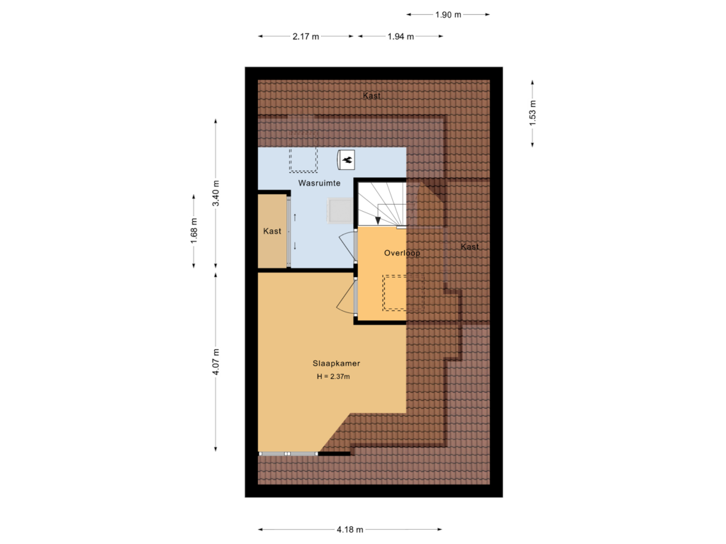 Bekijk plattegrond van Tweede verdieping van Greenterweg 55