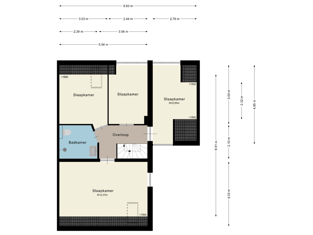 View floorplan of 1e verdieping of De Waard 1