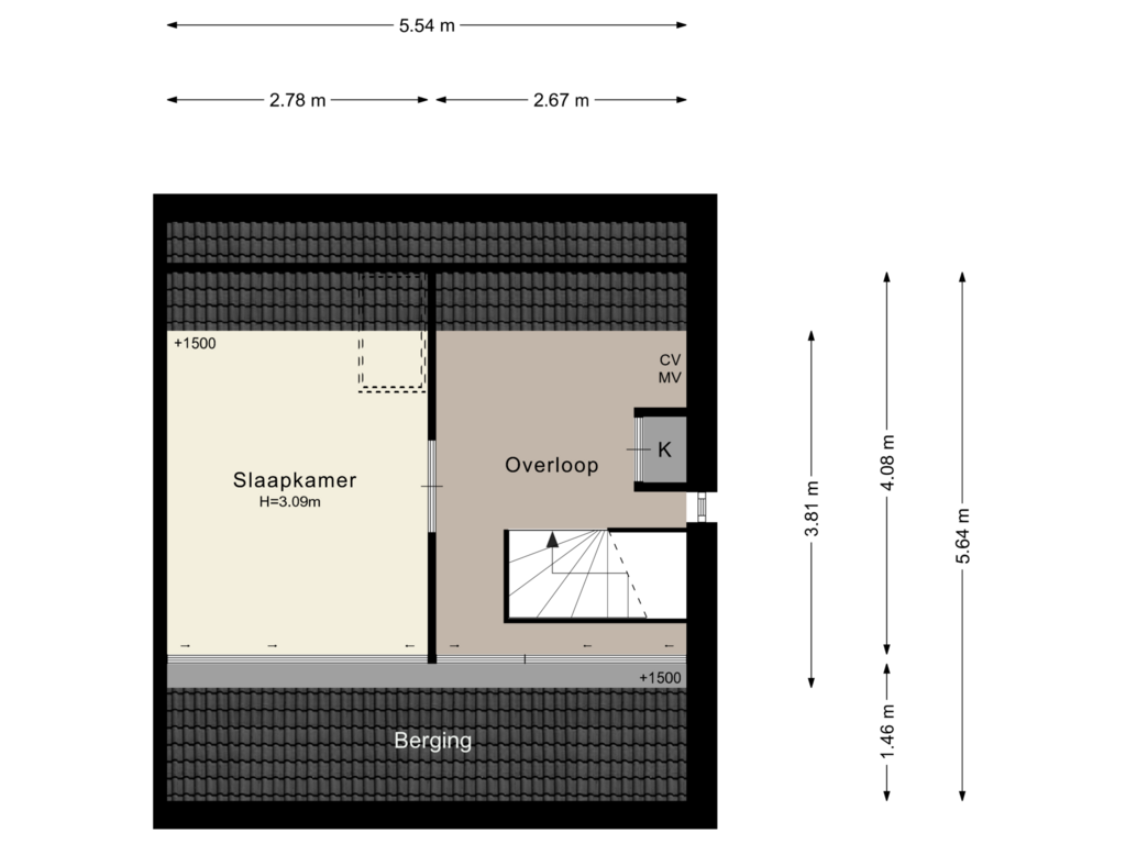 View floorplan of 2e verdieping of De Waard 1