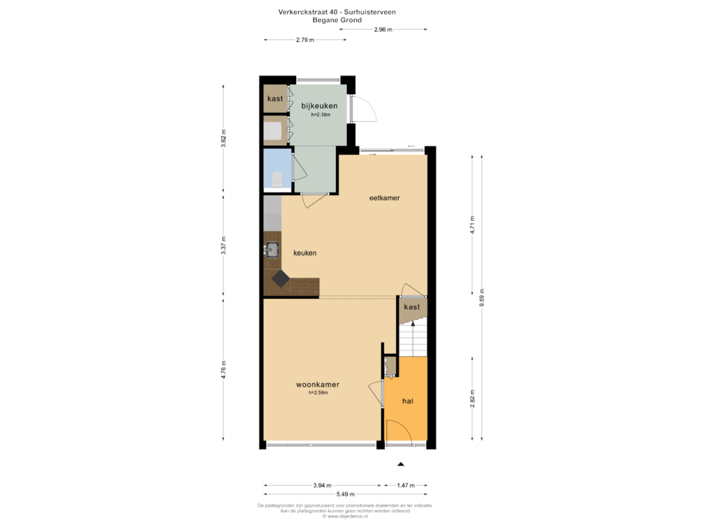 Bekijk plattegrond van BEGANE GROND van Verkerckstraat 40