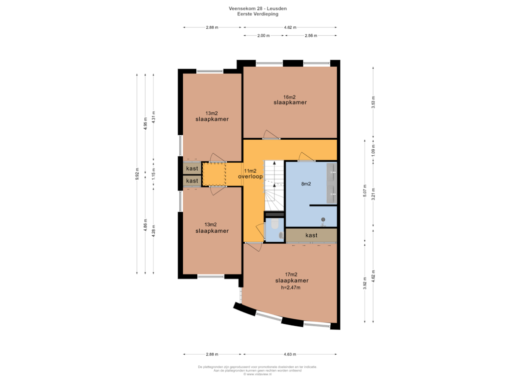 Bekijk plattegrond van EERSTE VERDIEPING van Veensekom 28