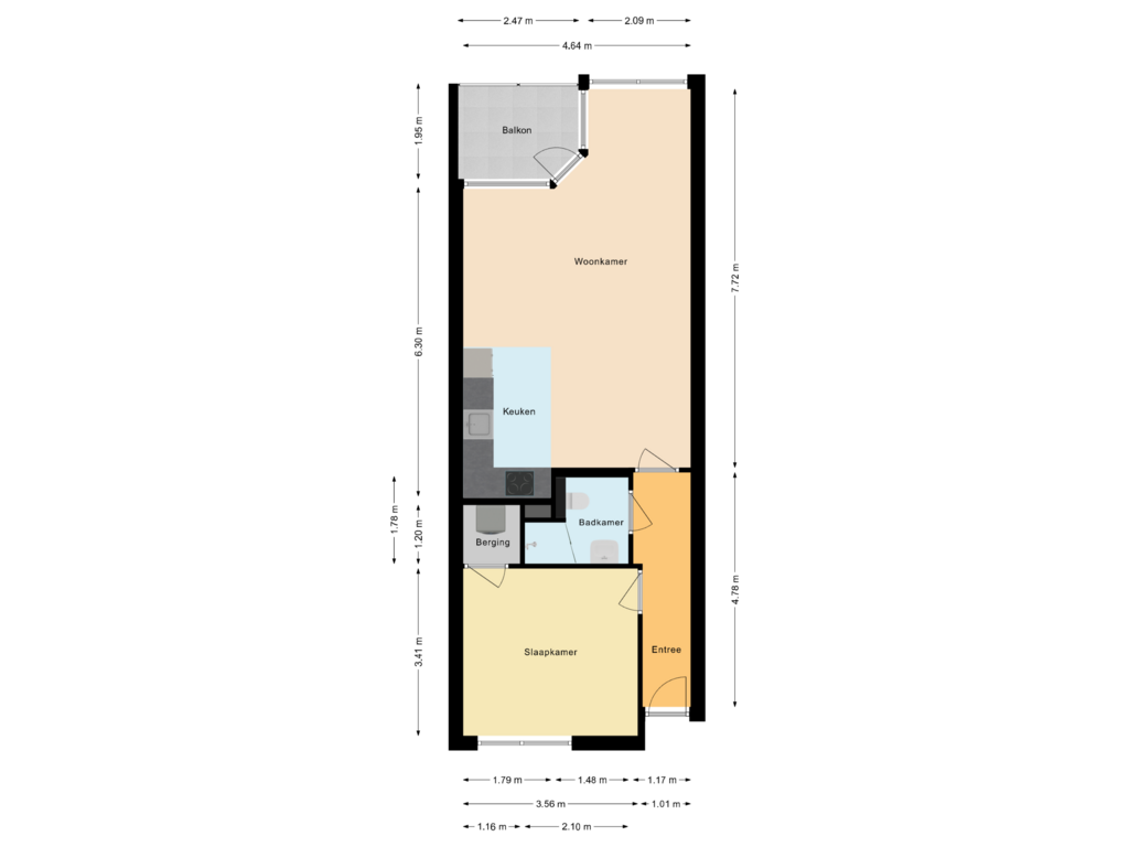 View floorplan of Appartement of Meerdorpstraat 14